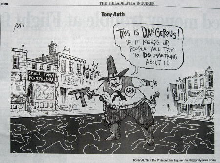 This Tony Auth cartoon (which I previously blogged about) is typical: